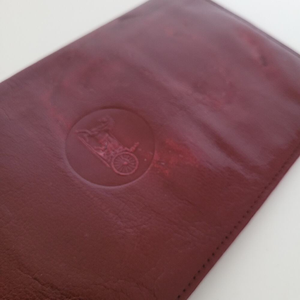 Celine Vintage Bifold Geniue Leather Large Wallet Red Carriage Logo Unisex Long - Picture 8 of 9